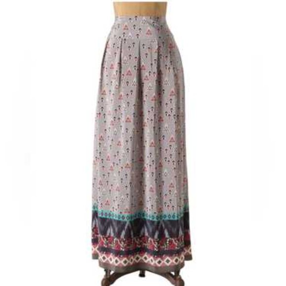 Anthropologie Heyhoe Silk Geometric Print Maxi Skirt - Picture 1 of 5